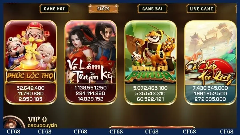 Nổ hũ trên cổng game CF68 với đa dạng chủ đề để người chơi lựa chọn Nổ hũ trên cổng game CF68 với đa dạng chủ đề để người chơi lựa chọn